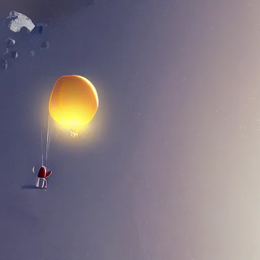 Image similar to ballon flying on moon, artstation