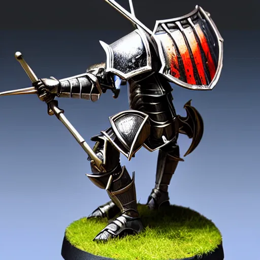 Prompt: A cyber knight riding on a giant beetle, highly detailed, fantasy, painted wargaming miniature, product photo studio lighting