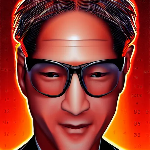 Prompt: satoshi nakamoto in matrix code, digital art, trending on artstation,