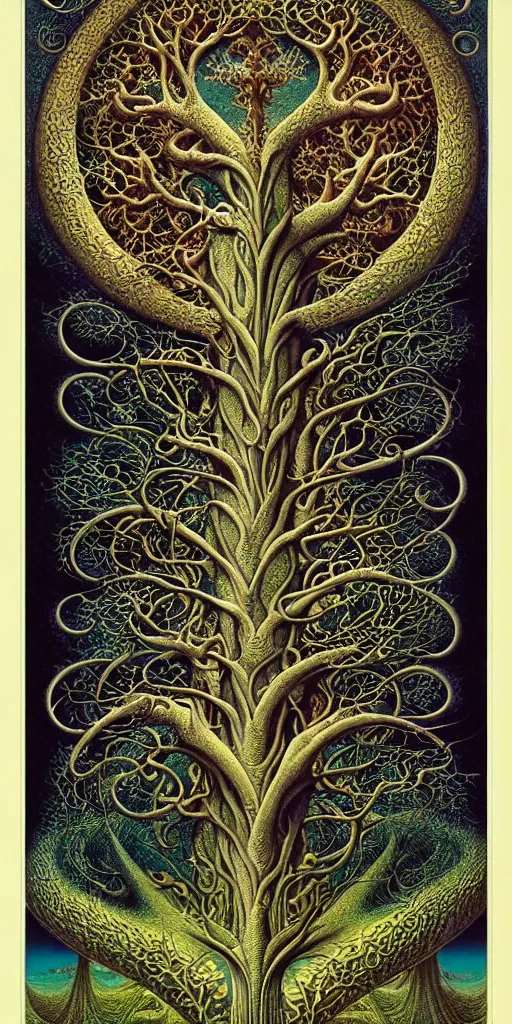 Image similar to tree of life by roger dean and andrew ferez, art forms of nature by ernst haeckel, divine chaos engine, symbolist, visionary, art nouveau, botanical fractal structures, organic, detailed, realistic, surreality