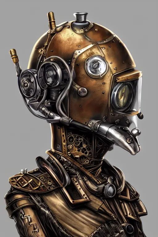 Image similar to steampunk helmet fantasy art mask robot ninja stylized digital illustration sharp focus, elegant intricate digital painting artstation concept art global illumination ray tracing advanced technology chaykin howard and campionpascale and cooke darwyn and davis jack