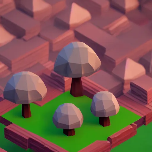 Image similar to a cute little matte low poly isometric mushroom, lat lighting, soft shadows, trending on artstation, 3d render, monument valley, fez video game,