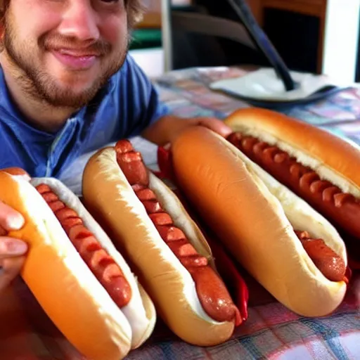 Image similar to hotdog lover i love hotdogs. i am so comfortable and cozy when i eat hotdogs. i probably eat sixteen hotdogs per day on average. i love hotdogs plain or with a few condiments on it. hotdogs make me happy.