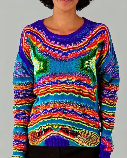 Image similar to psychadelic coogi sweater patterns