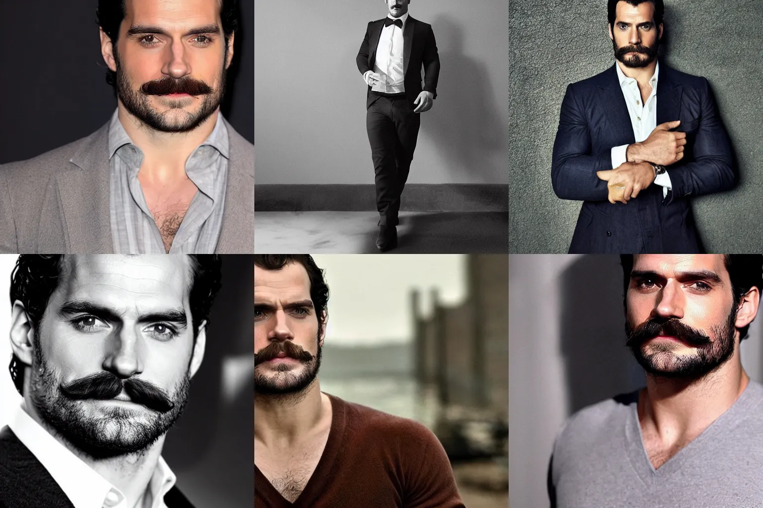 Prompt: Henry Cavill with a prominent mustache