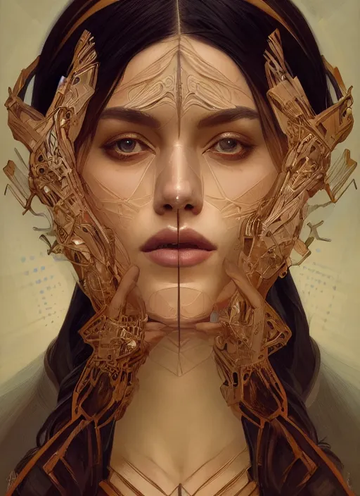 Prompt: symmetry!! zuleidy, machine parts embedded into face, intricate, elegant, highly detailed, digital painting, artstation, concept art, smooth, sharp focus, illustration, art by artgerm and greg rutkowski and alphonse mucha, 8 k