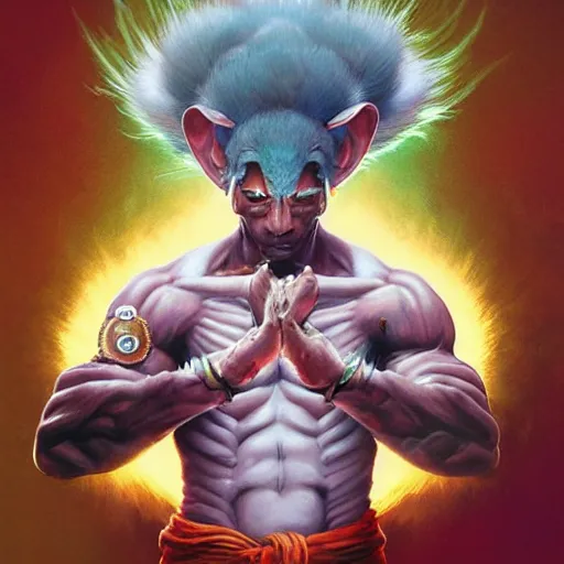 Image similar to a chinchilla as dhalsim from street fighter, 4 k, ultra realistic, detailed focused art by artgerm and greg rutkowski and alphonse mucha