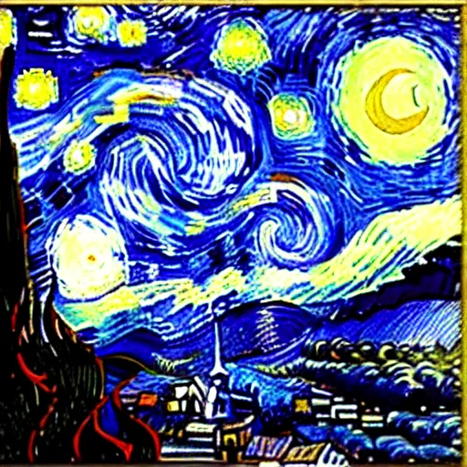 Prompt: starry night painted by Picasso