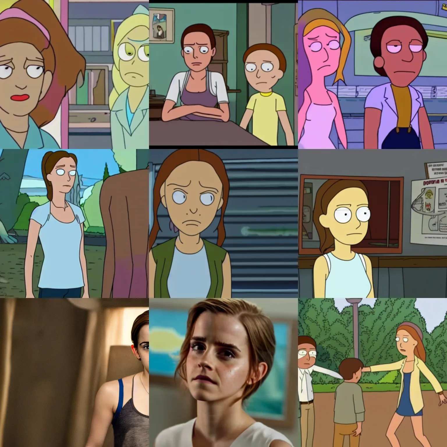 Prompt: Movie still of Emma Watson in Rick and Morty