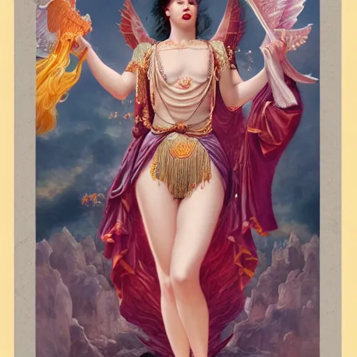 Image similar to the goddess of love showing humanity it's true form by Huang Guangjian and Gil Elvgren and Sachin Teng, 8k,