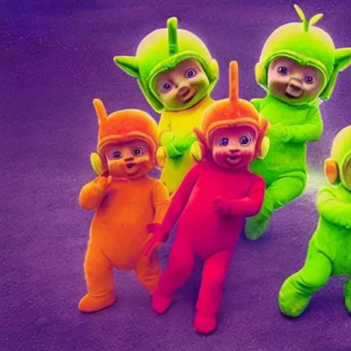 Image similar to teletubbies, got style, creepy, odd, weird, weird, weird, photo