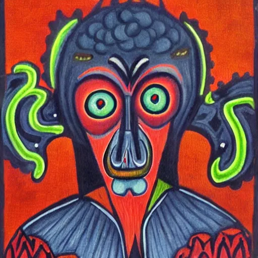 Image similar to devil folk art by r. a. miller