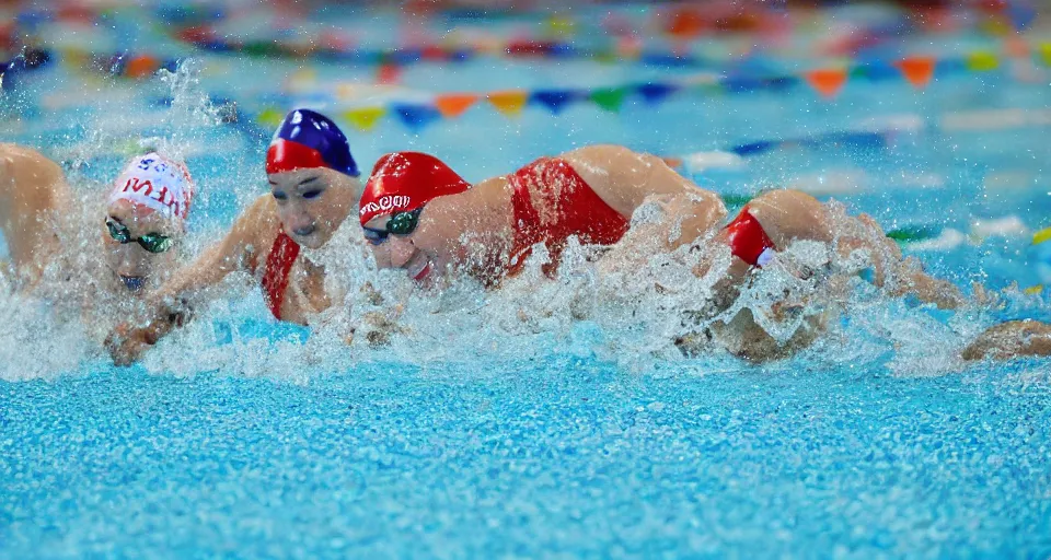 Image similar to olympic swimming in sand instead of water, extremely coherent, motion blur