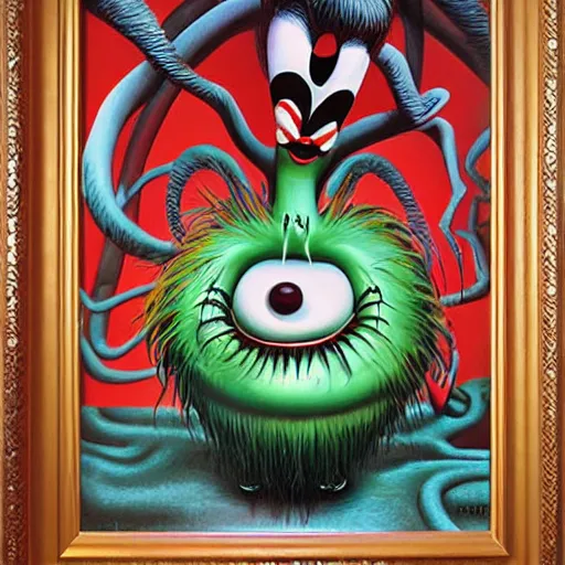 Prompt: Demon painting by Mark Ryden and Todd Schorr, Dr Seuss