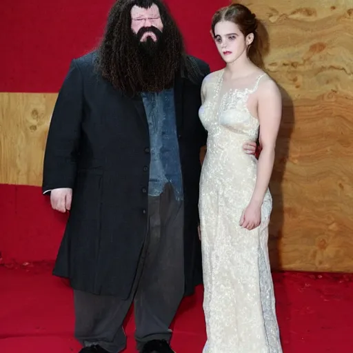 Prompt: emma watson marries hagrid