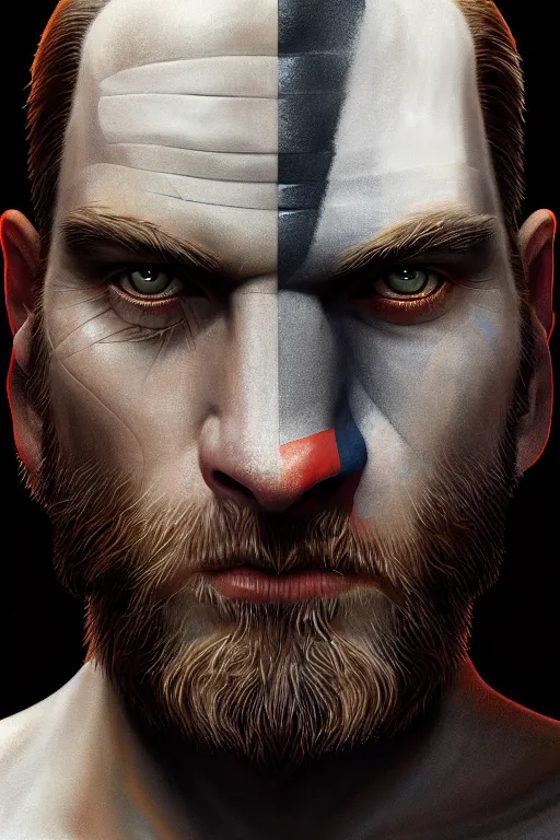 Image similar to symmetry!! portrait of willem ewan mcgregor in the style of god of war, machine parts embedded into face, intricate, elegant, highly detailed, digital painting, artstation, concept art, smooth, sharp focus, illustration, art by artgerm and greg rutkowski and alphonse mucha, 8 k