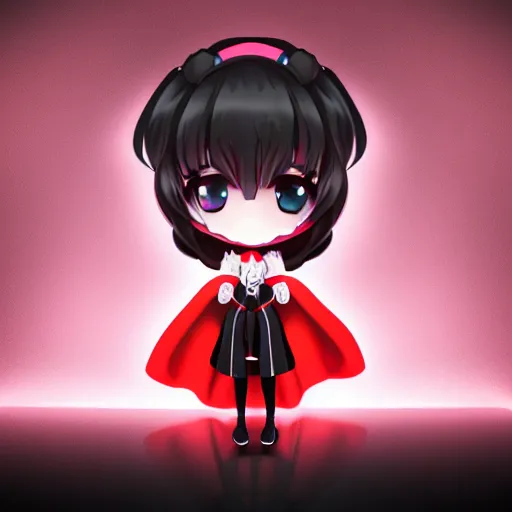 Image similar to cute fumo plush of a superheroine girl, magical girl, gothic maiden anime girl, glowing writing glyphs, velvet, vray