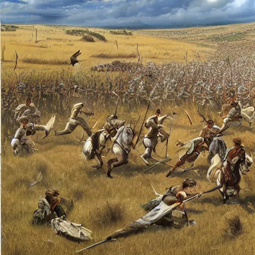 Image similar to the battle of the little bighorn. trending on artstation, by ted nasmith