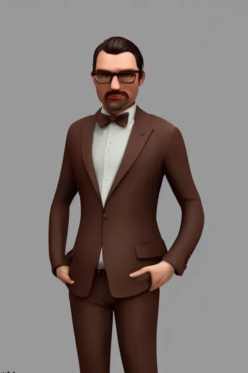 Image similar to a rich daddy, 3 6 years old, wear brown suits, stubble, cramel hair, character concept art, octane render, trending by artstation, artbreeder