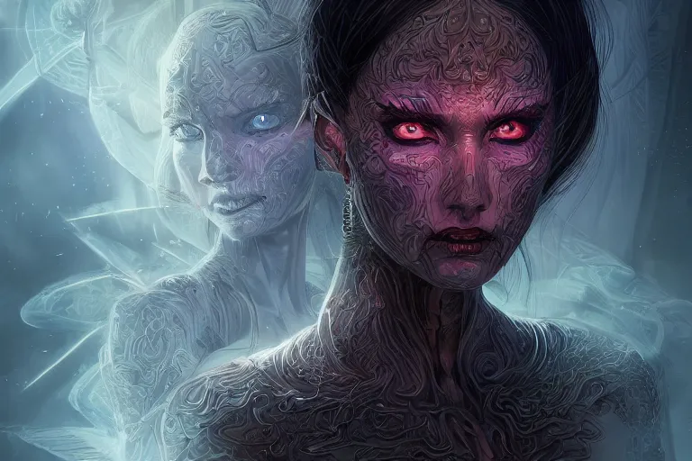 Image similar to portrait isometric drawing, demon woman, intricate, epic lighting, cinematic composition, hyper realistic, 8 k resolution, unreal engine 5, by artgerm, tooth wu, dan mumford, beeple, wlop, rossdraws, james jean, andrei riabovitchev, marc simonetti, yoshitaka amano, artstation