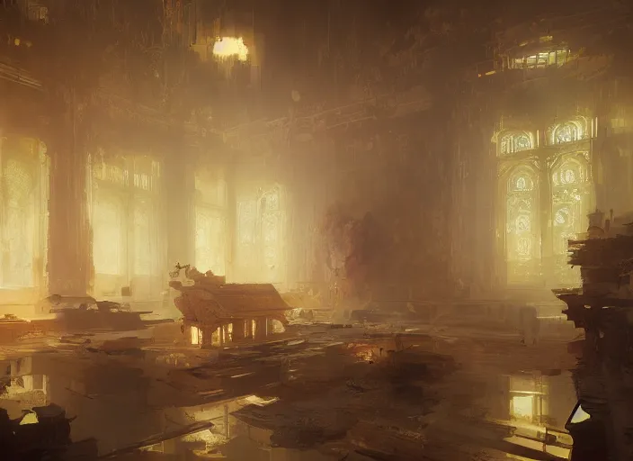 Prompt: new golden house interior volumetric lighting, digital painting, highly detailed, artstation, sharp focus, illustration, concept art, ruan jia, steve mccurry, amazing composition