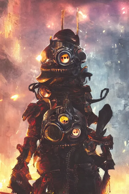 Image similar to Minions in knight armor with swords against golden sparks, black smoke, red lights, Anime, cyberpunk, gothic, dark fantasy, art, 4k,