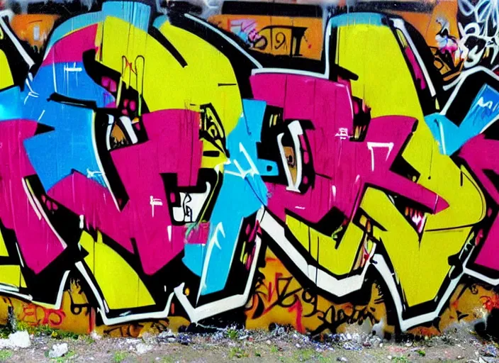 Image similar to graffiti, 1 9 9 9, cool, hiphop, colorful