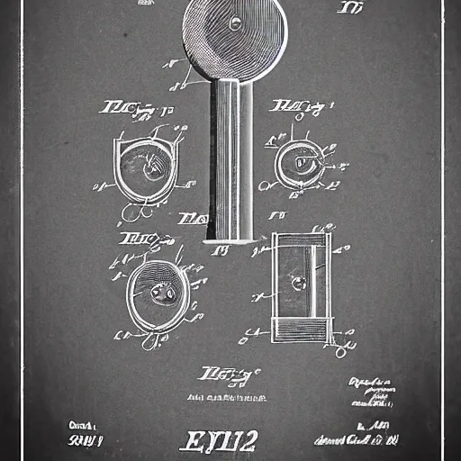 Prompt: 1 9 2 2 us patent for a eyeball for an android. highly detailed,