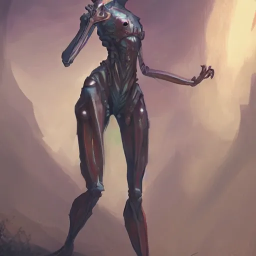 Image similar to a little humanoid female mantis, by Greg Rutkowski, in the style of magic the gathering