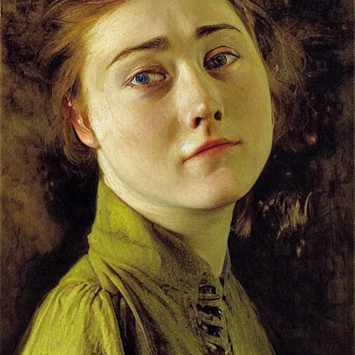 Image similar to a true-to-life portrait of Saoirse Ronan painted by John Everett Millais, Saoirse Ronan actress,