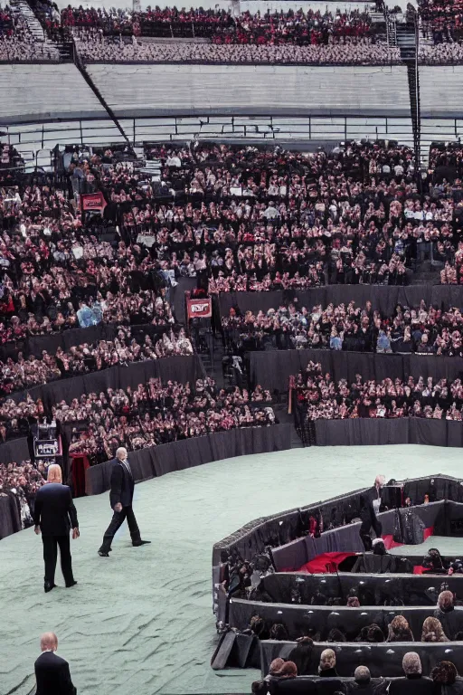 Prompt: putin vs joe biden inside a gladiator arena, 4 k, high res, realistic