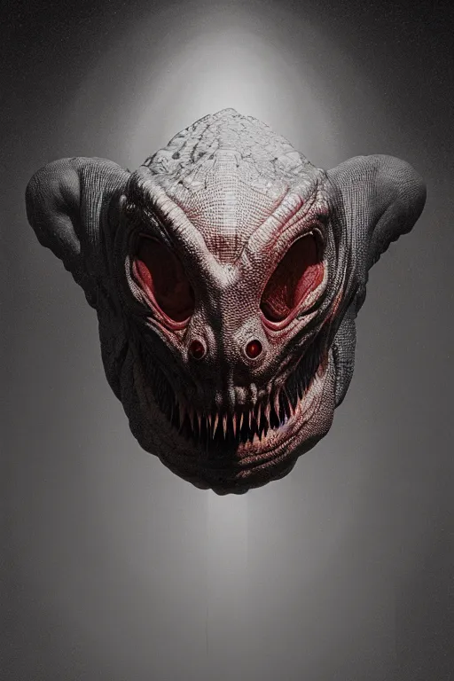Image similar to perfectly - centered horror portrait - photograph of a brutal scary terrifying ugly monstrous reptilian alien creature real life portrait by beksinski and jean delville, slimy pus oozing specular, unreal engine 5, photorealism, hd quality, 8 k resolution, cinema 4 d, hdr dramatic cinematic lighting