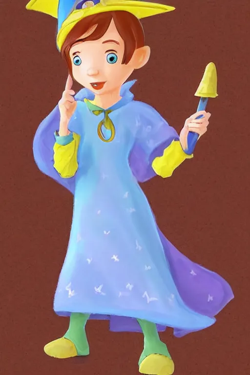 Image similar to a cute wizard full body pixar style