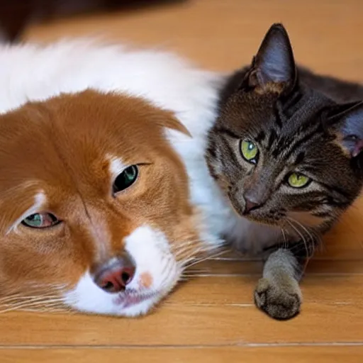 Image similar to hybrid of a cat and a dog, cat dog hybrid