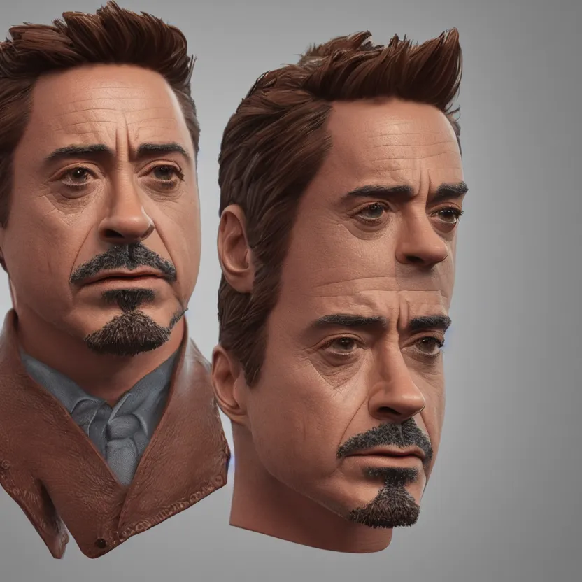 Image similar to brownies depicting robert downey jr., very detailed texture, realistic shaded lighting, studio quality, digital art, dynamic background, unreal engine 5 rendered, octane rendered, pinnacle studio, naturel, trending on artstation, art style by ian sprigger