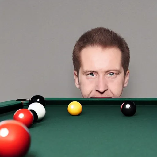 Prompt: A man with billiard balls for eyes.