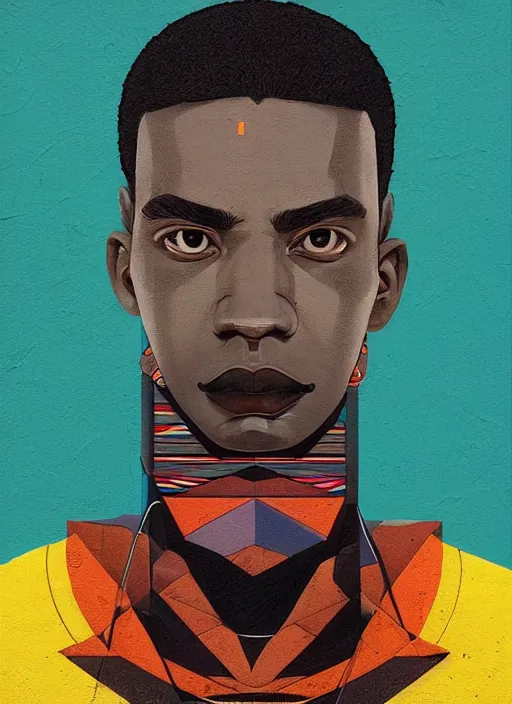 Prompt: symmetry!! portrait of an african man, by sachin teng, organic, cables, matte painting, geometric shapes, hard edges! graffiti, street art