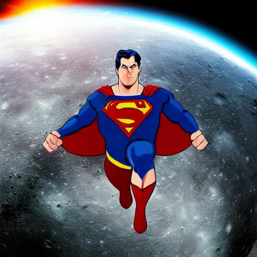 Prompt: Superman crashing into the surface of the moon, galaxy background, cinematic composition, ultra detailed, hyper realistic, artstation