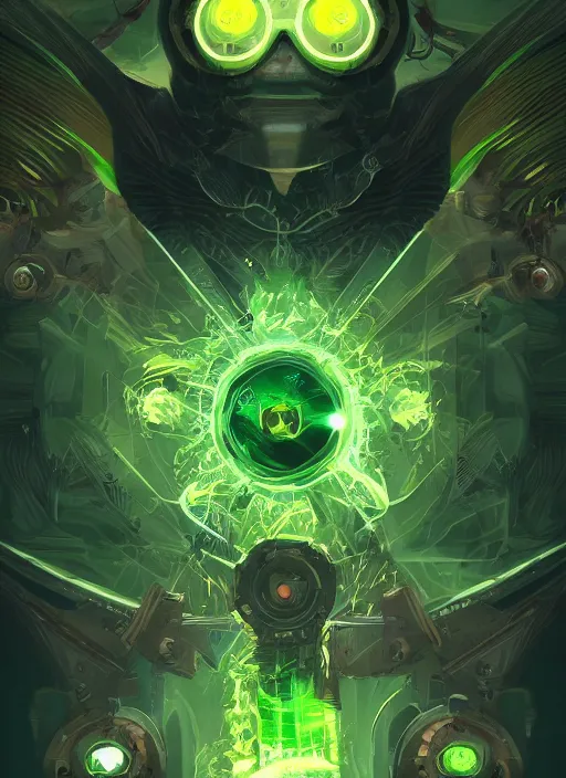 Prompt: green energy blast, game asset, tarot card, intricate, highly detailed, centered, digital painting, artstation, concept art, smooth, sharp focus, illustration