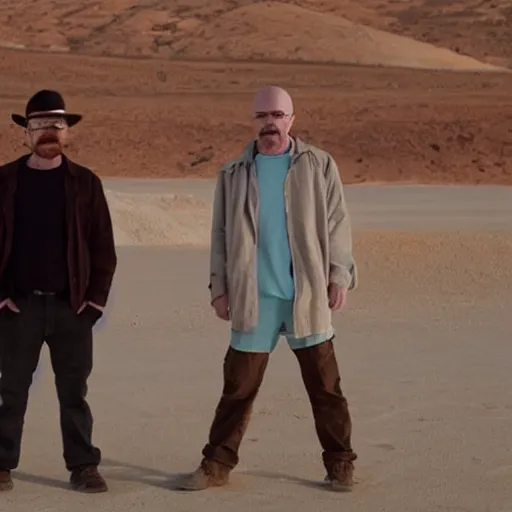 Prompt: Walter White meets Jesse pinkman in a desert