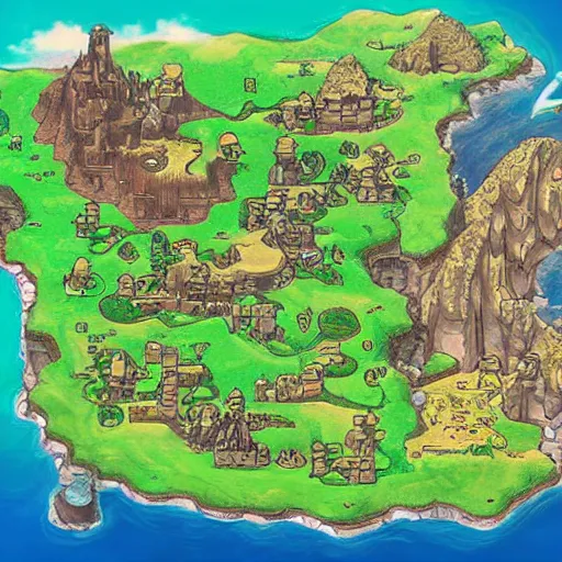 zelda links awakening map artwork digital art trending | Stable ...