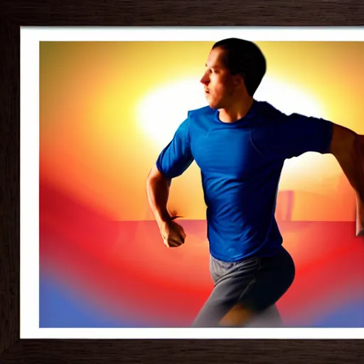 Image similar to athlete lifestyle runner in studio, commercial art, warm tones