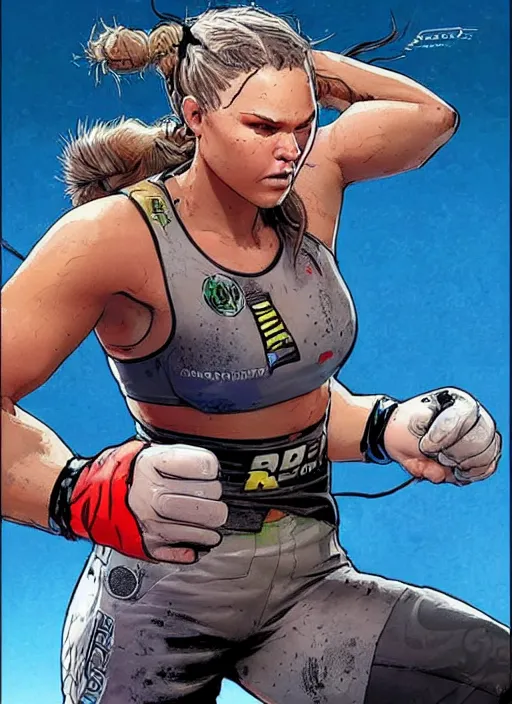 Image similar to apex legends ronda rousey. concept art by james gurney and mœbius.