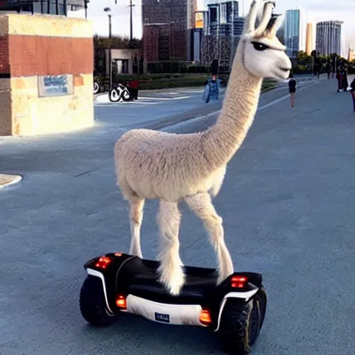 Prompt: llama on a hoverboard