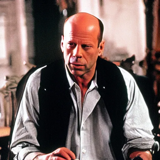 Image similar to bruce Willis as a character in the tv show Arcane