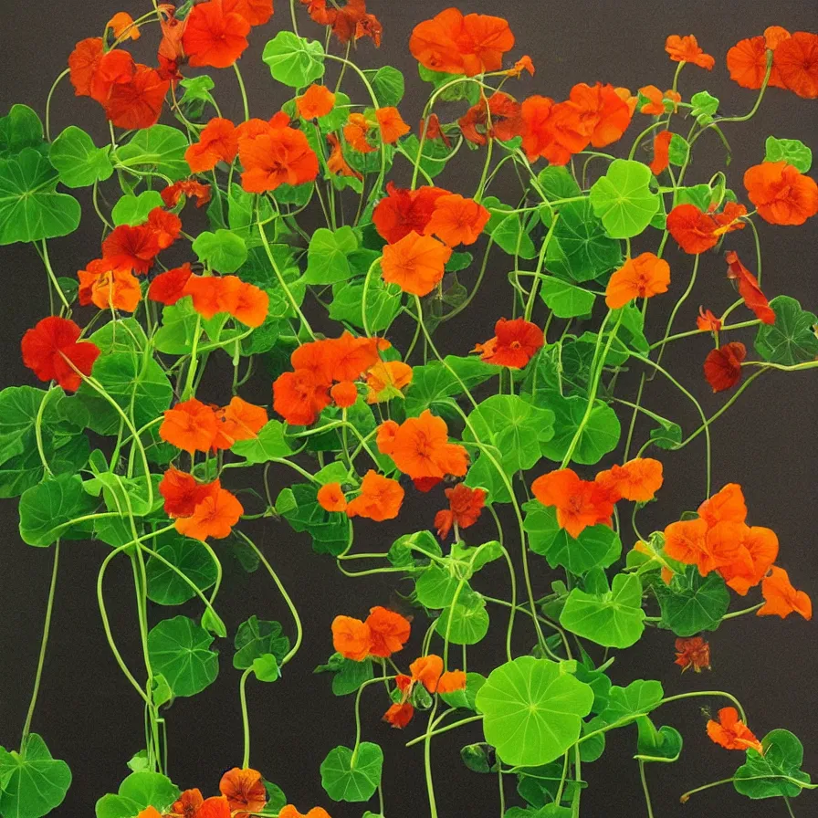 Prompt: surrealist supernatural nasturtium plant