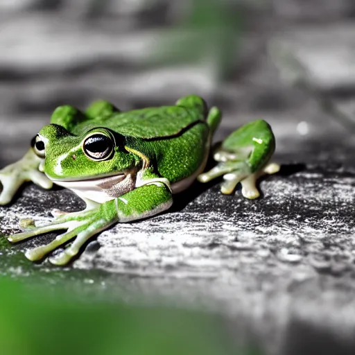 Image similar to sleepy frog, photography,