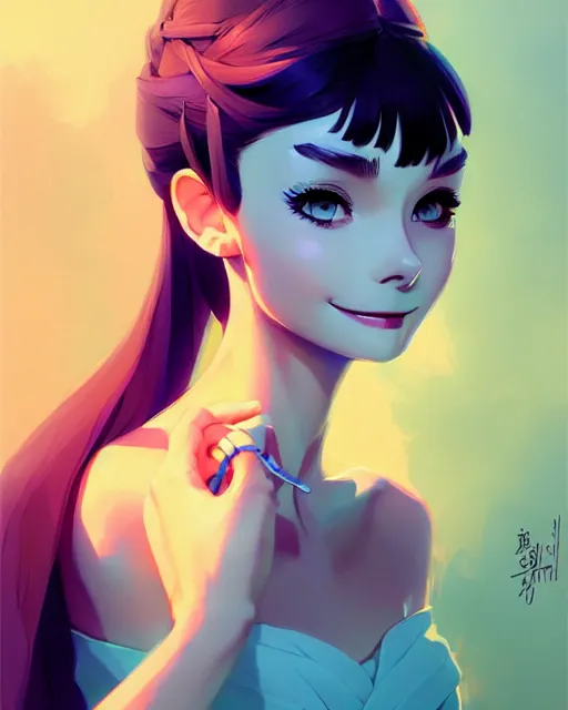 Prompt: beauty girl with face audrey hepburn, two blue braids, insane laugh evil, portrait shinkai makoto studio ghibli studio key hideaki anno sakimichan stanley artgerm lau rossdraws james jean marc simonetti elegant highly detailed digital painting artstation pixiv