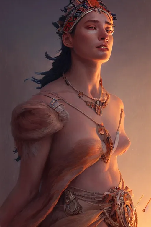 Prompt: goddess of the iroquois, highly detailed, digital painting, artstation, concept art, smooth, sharp focus, illustration, unreal engine 5, 8 k, art by artgerm and greg rutkowski and edgar maxence