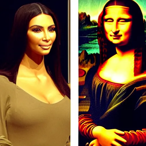 Image similar to Kim Kardashian dressed as the Mona Lisa